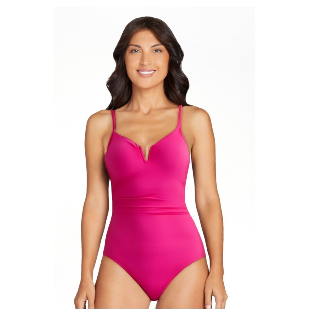 Time and Tru Fuchsia One-Piece Swimsuit